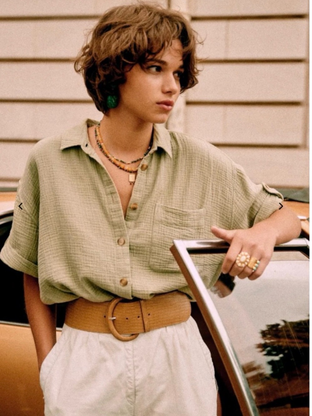 Sezane Laurine Button Down in Sage Green